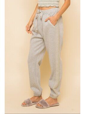 Hem and Thread Heather Gray Lounge Wear Fleece Sweat Pants Medium New